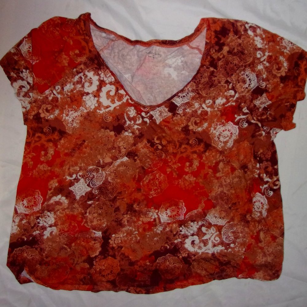 3x size three x womens tee shirt  orange   t  blouse plus sized 3